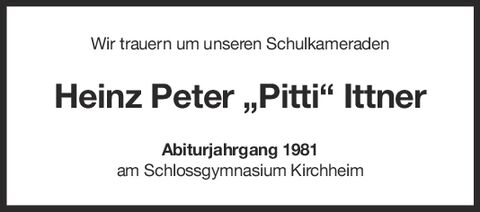 Nachruf Heinz Peter Ittner