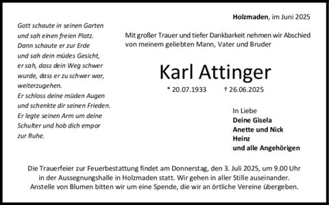 Trauer Karl Attinger
