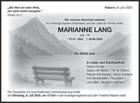 Trauer Marianne Lang