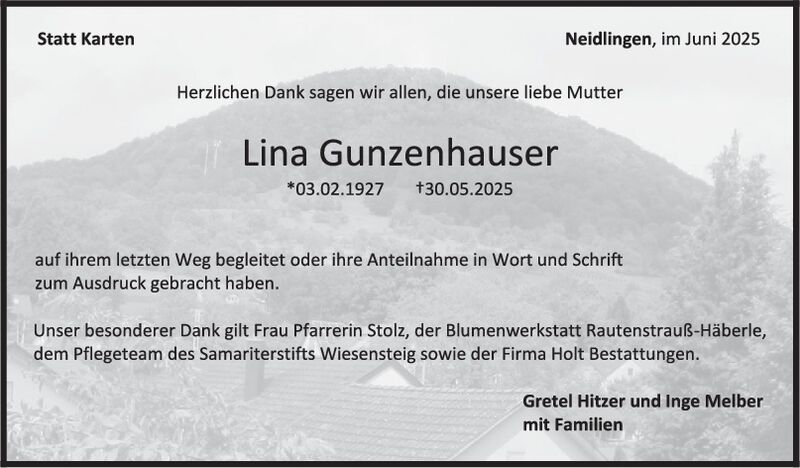 Danksagung Lina Gunzenhauser