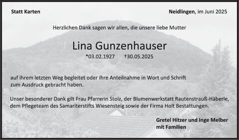 Danksagung Lina Gunzenhauser