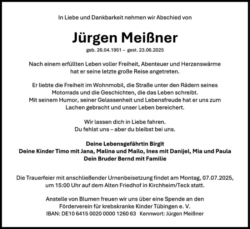 Trauer Jürgen Meißner