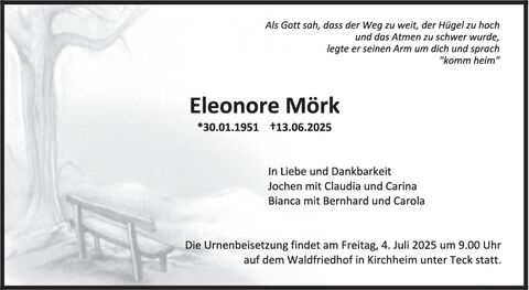 Trauer Eleonore Mörk