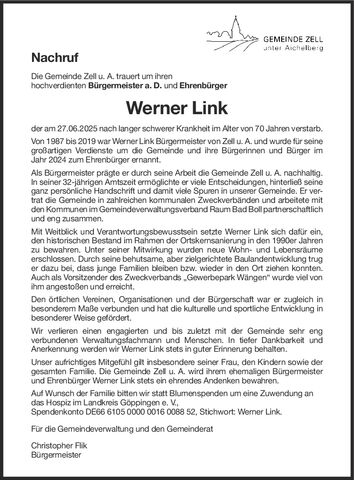 Nachruf Werner Link