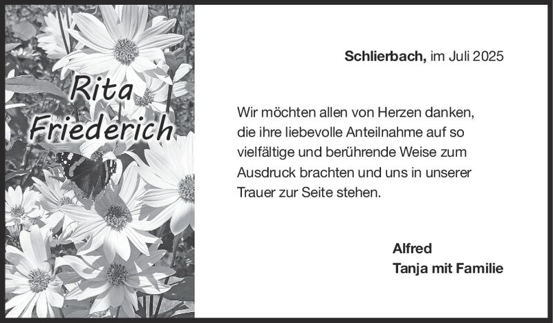 Danksagung Rita Friederich