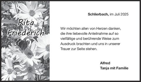 Danksagung Rita Friederich