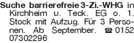 Suche barrierefreie 3-Zi.