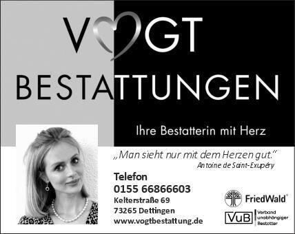 Anzeige Vogt Bestattungen