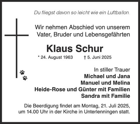 Trauer Klaus Schur
