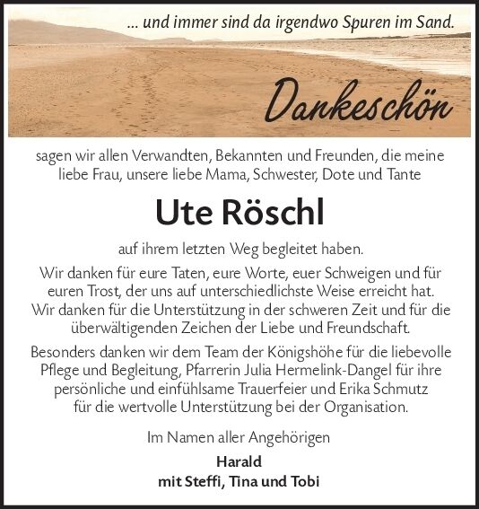 Danksagung Ute Röschl