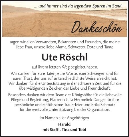Danksagung Ute Röschl