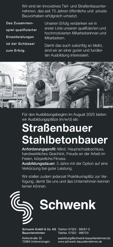 Straßenbauer Stahlbetonbauer