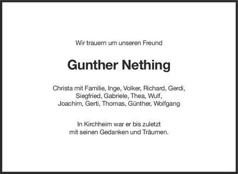 Trauer Gunter Nething