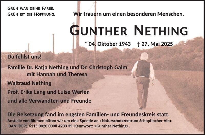 Trauer Gunther Nething
