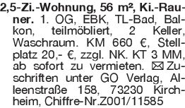 2,5-Zi.-Wohnung, 56 m², K