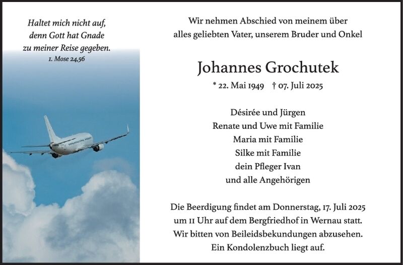 Trauer Johannes Grochutek