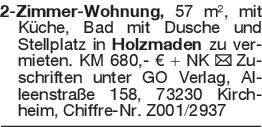 2-Zimmer-Wohnung, 57 m²,