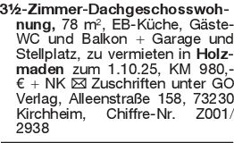 3½-Zimmer-Dachgeschosswoh