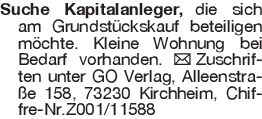Suche Kapitalanleger, die