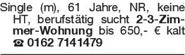 Single (m), 61 Jahre, NR,