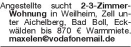 Angestellte sucht 2-3-Zim
