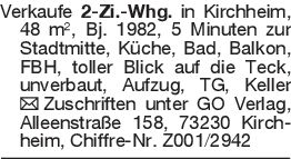 Verkaufe 2-Zi.-Whg. in Ki