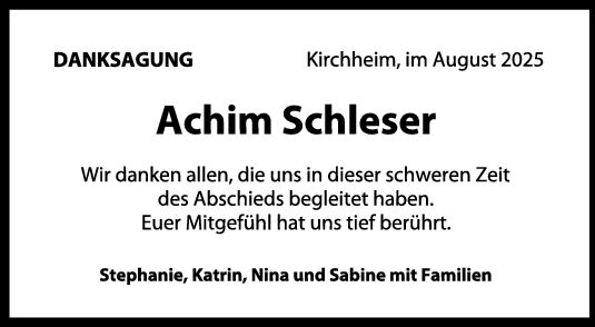 Danksag. Achim Schleser
