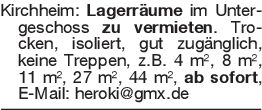 Kirchheim: Lagerräume im
