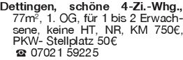 Dettingen, schöne 4-Zi.-W