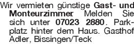 Wir vermieten günstige Ga