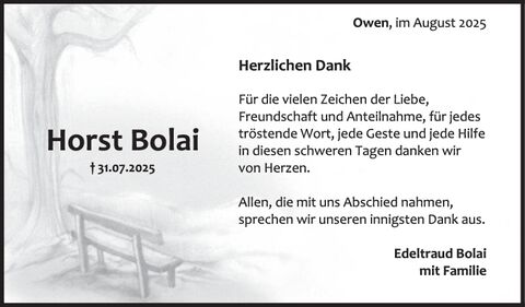 Danksagung Horst Bolai