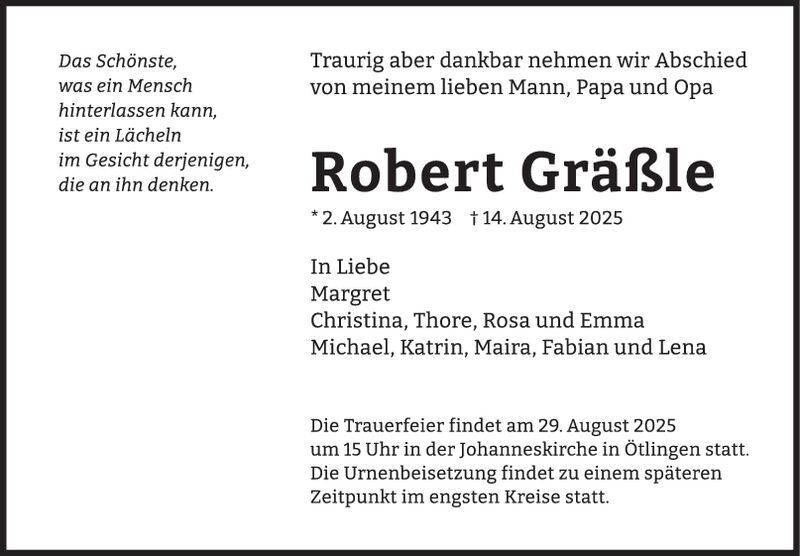 Trauer Robert Gräßle