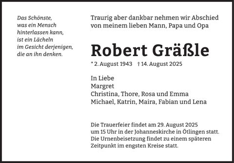 Trauer Robert Gräßle