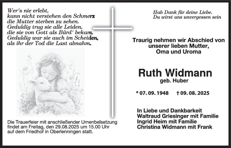 Trauer Ruth Widmann