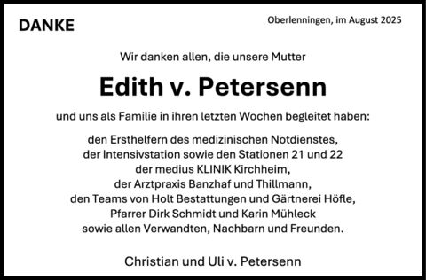 Danksagung Edith v. Petersenn