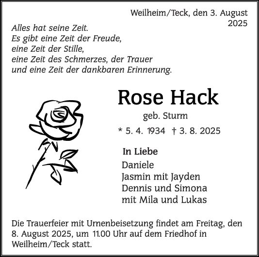 Trauer Rose Hack