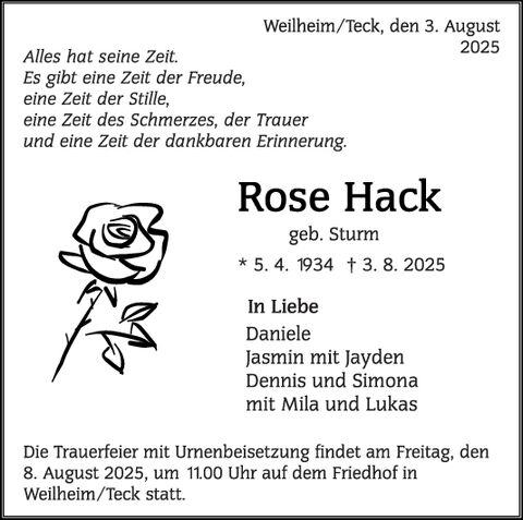 Trauer Rose Hack