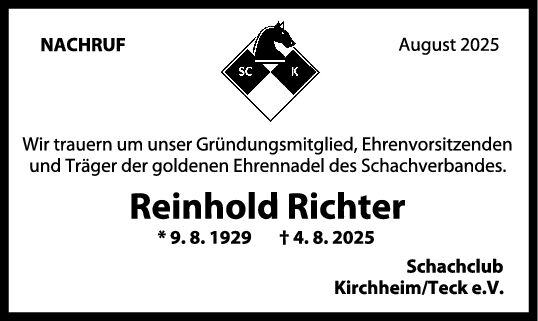 Nachruf Reinhold Richter