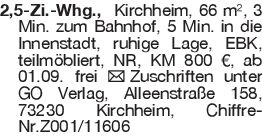 2,5-Zi.-Whg., Kirchheim,