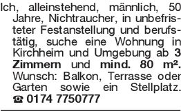 Ich, alleinstehend, männl