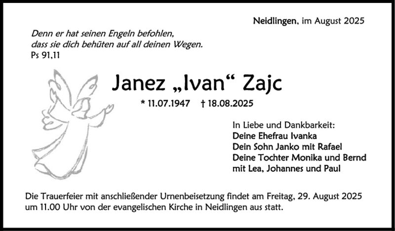 Trauer Janez Zajc