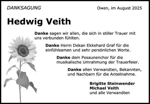 Danksagung Hedwig Veith