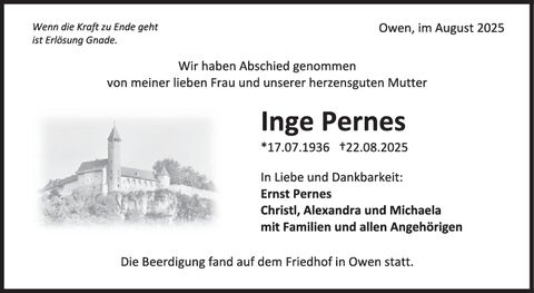 Trauer Inge Pernes