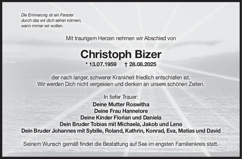 Trauer Christoph Bizer