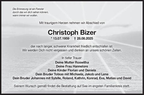 Trauer Christoph Bizer