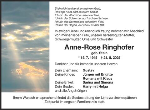 Trauer Anne-Rose Ringhofer
