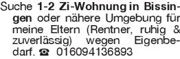Suche 1-2 Zi-Wohnung in B