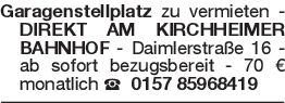 Garagenstellplatz zu verm
