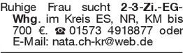 Ruhige Frau sucht 2-3-Zi.