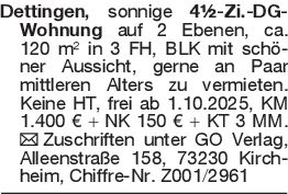 Dettingen, sonnige 4½-Zi.